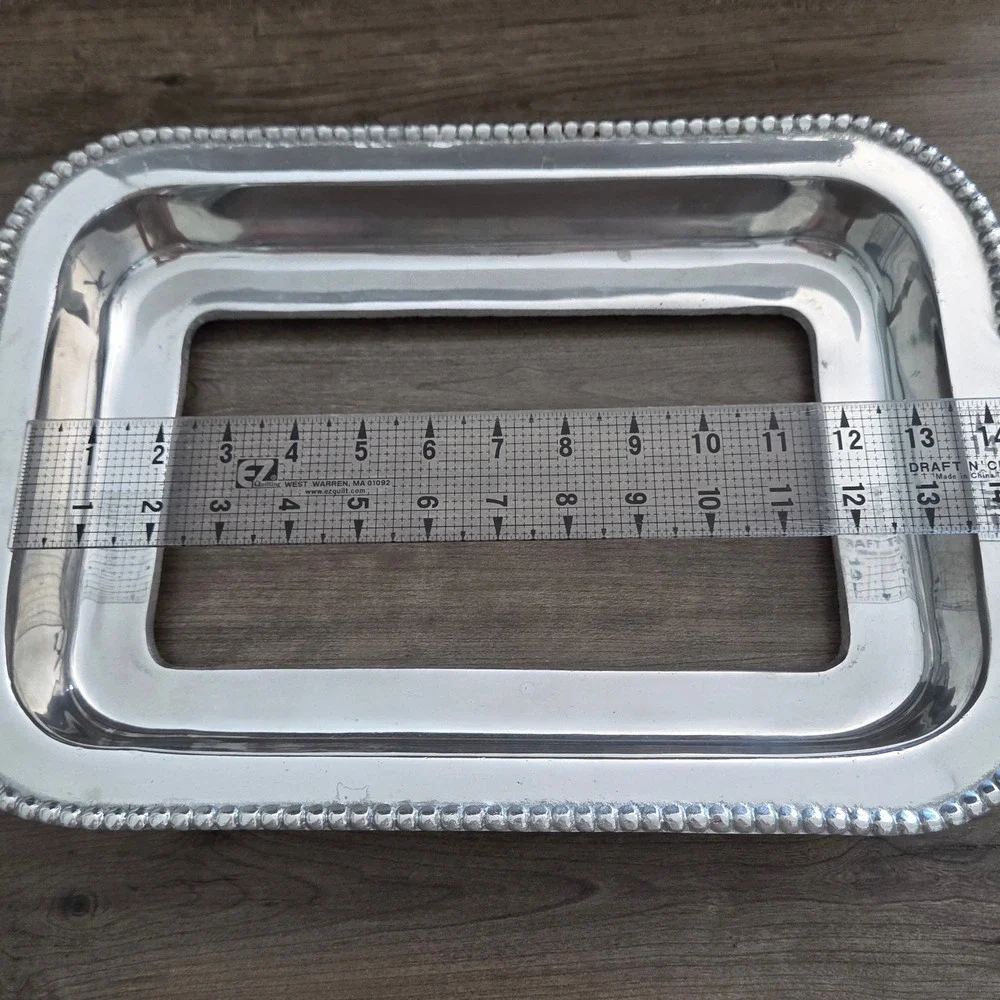 Fabulous Pewterware Perla Pyrex Holder Silver Beaded Medium Casserole Frame 13x9